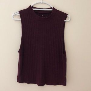 American Eagle Maroon Sleeveless Knit Top
